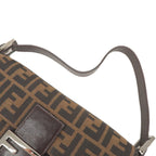 FENDI Zucca Mamma Baguette Canvas Leather Shoulder Bag Brown 26424