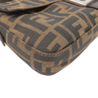 FENDI Zucca Mamma Baguette Canvas Leather Shoulder Bag Brown 26424