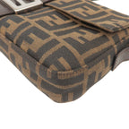 FENDI Zucca Mamma Baguette Canvas Leather Shoulder Bag Brown 26424