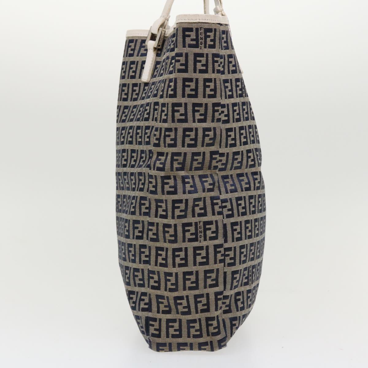 FENDI Zucchino Canvas Hand Bag Navy 2384-8BH006-028 Auth 36667
