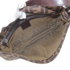 FENDI Zucca Mamma Baguette Canvas Leather Shoulder Bag Brown 26424