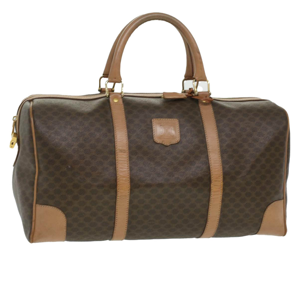 CELINE Macadam Canvas Boston Bag PVC Leather Brown  36671