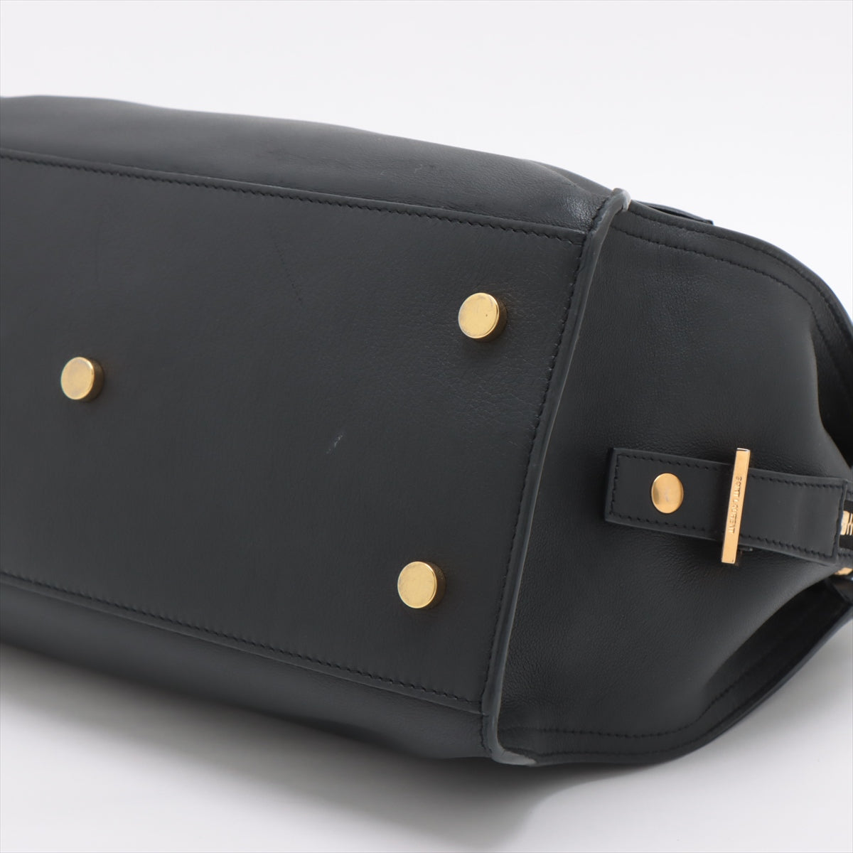 Saint Laurent Cabas Leather 2WAY Handbag Black 424869