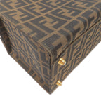 FENDI Zucca Canvas Leather Vanity Bag Khaki Black Brown 14548
