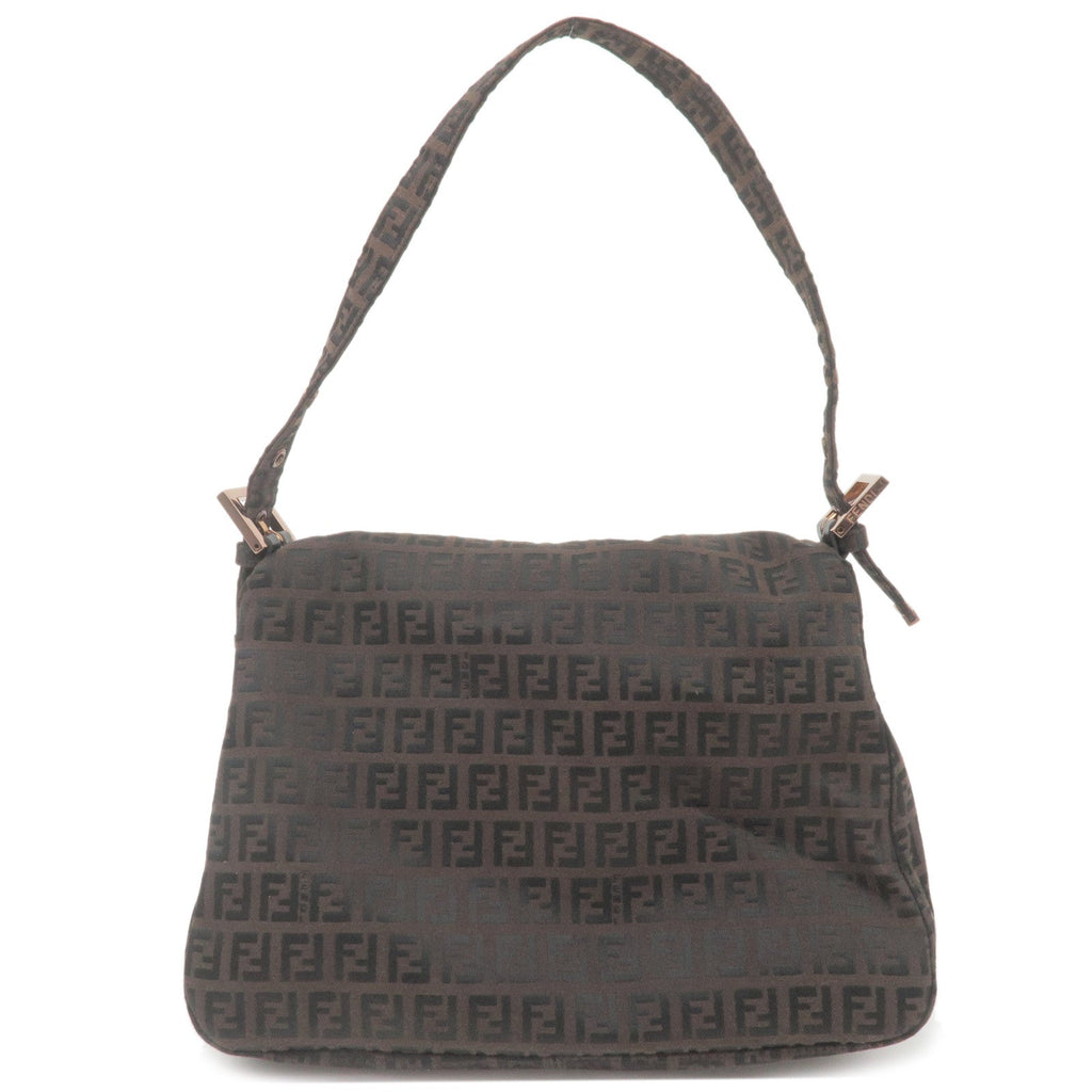 FENDI Zucchino Mamma Baguette Canvas Leather Shoulder Bag 8BR001