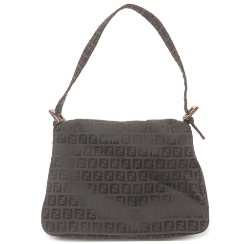 FENDI Zucchino Mamma Baguette Canvas Leather Shoulder Bag 8BR001