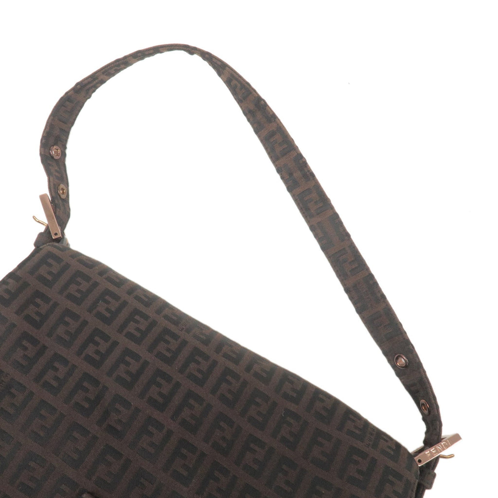 FENDI Zucchino Mamma Baguette Canvas Leather Shoulder Bag 8BR001