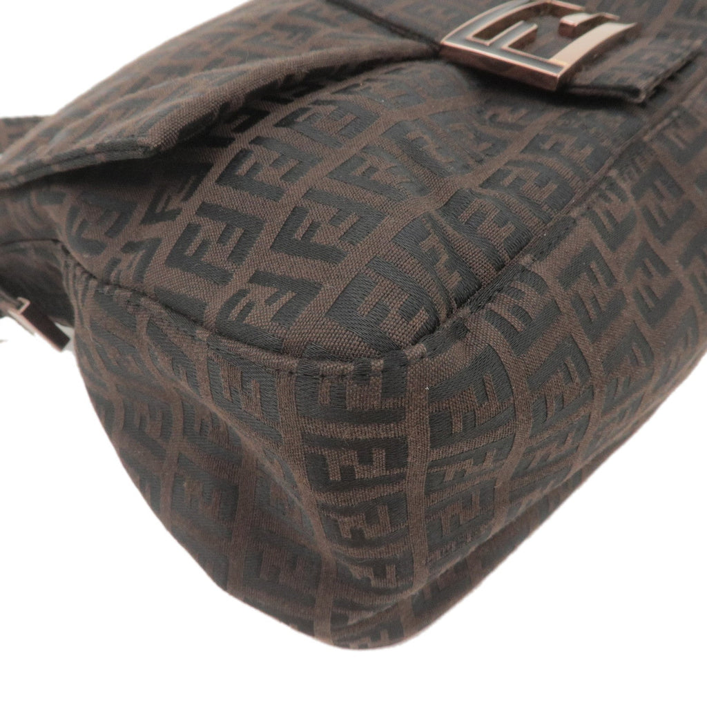 FENDI Zucchino Mamma Baguette Canvas Leather Shoulder Bag 8BR001
