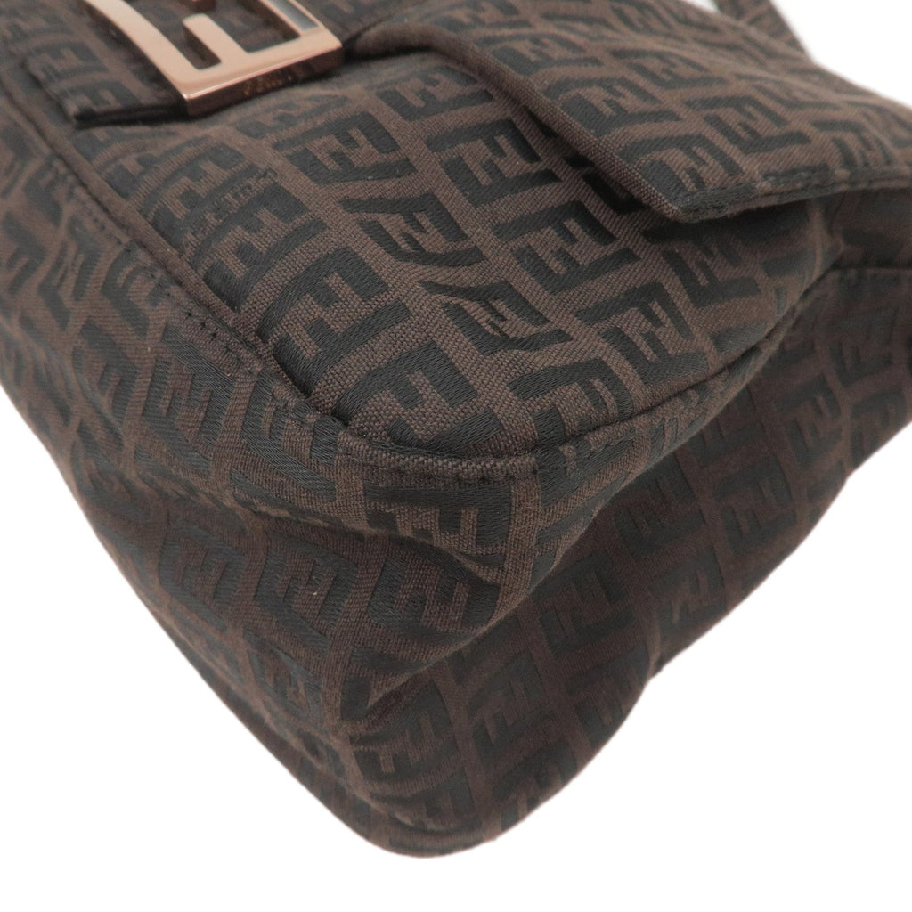FENDI Zucchino Mamma Baguette Canvas Leather Shoulder Bag 8BR001