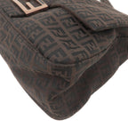 FENDI Zucchino Mamma Baguette Canvas Leather Shoulder Bag 8BR001