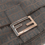 FENDI Zucchino Mamma Baguette Canvas Leather Shoulder Bag 8BR001