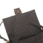 FENDI Zucchino Mamma Baguette Canvas Leather Shoulder Bag 8BR001