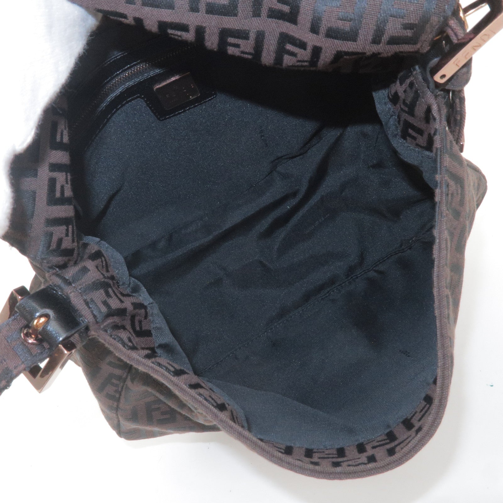 FENDI Zucchino Mamma Baguette Canvas Leather Shoulder Bag 8BR001