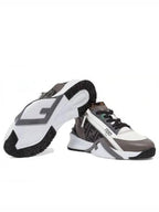 Fendi Flow FF Jacquard Leather Running Low Top Sneakers Grey