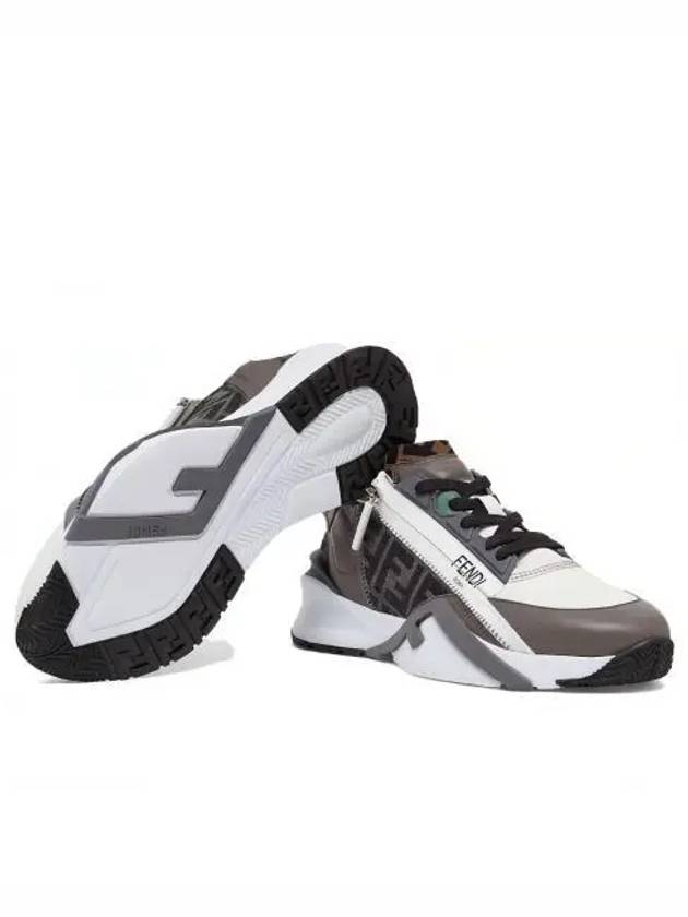 Fendi Flow FF Jacquard Leather Running Low Top Sneakers Grey