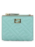 Fendi Slim Baguette Leather Half Wallet Light Blue
