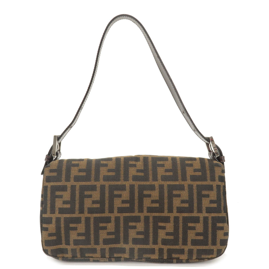 FENDI Mamma Baguette Zucca  Canvas Leather Shoulder Bag 26424