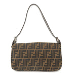 FENDI Mamma Baguette Zucca  Canvas Leather Shoulder Bag 26424