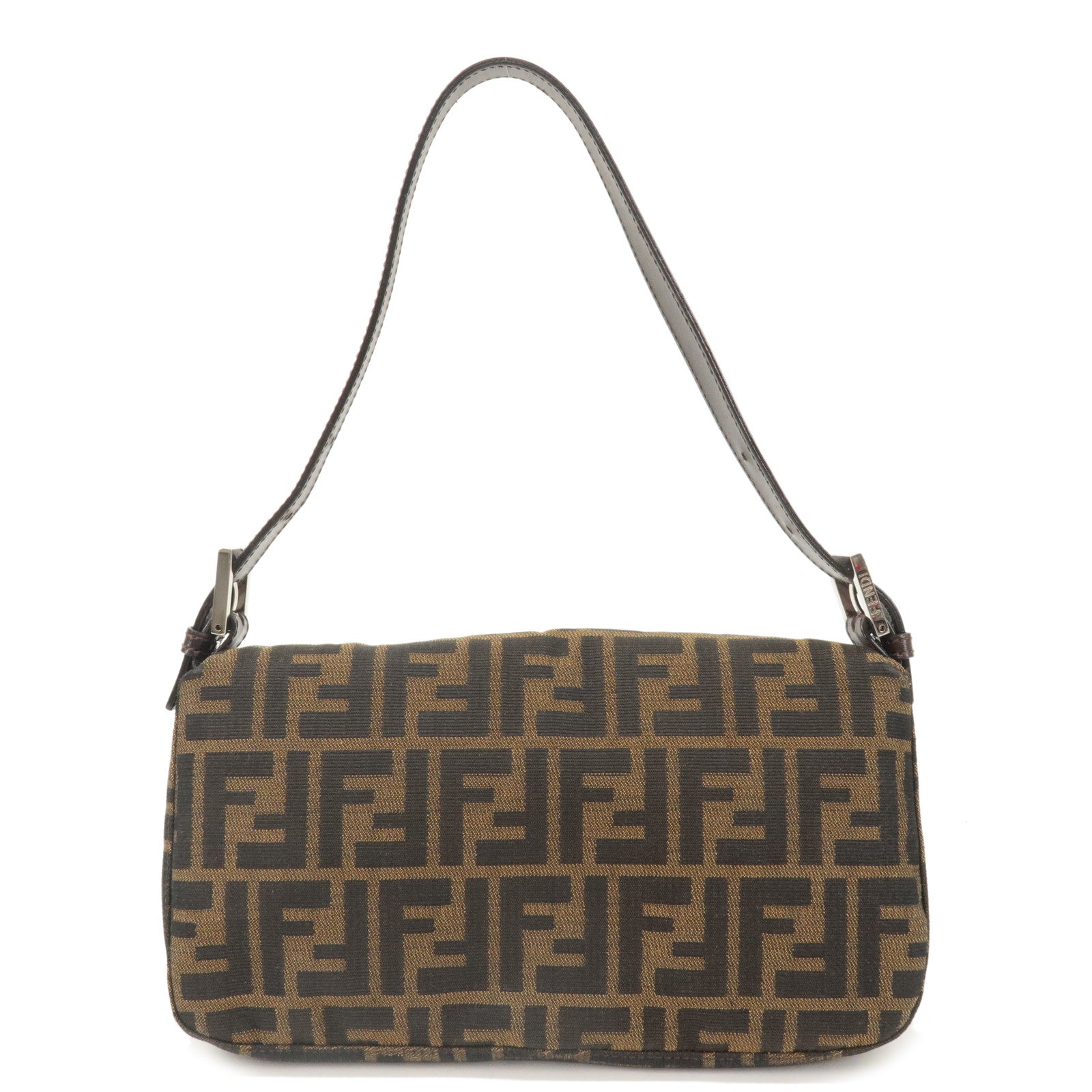 FENDI Mamma Baguette Zucca  Canvas Leather Shoulder Bag 26424