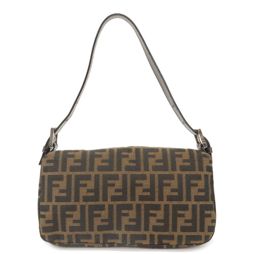 FENDI Mamma Baguette Zucca  Canvas Leather Shoulder Bag 26424