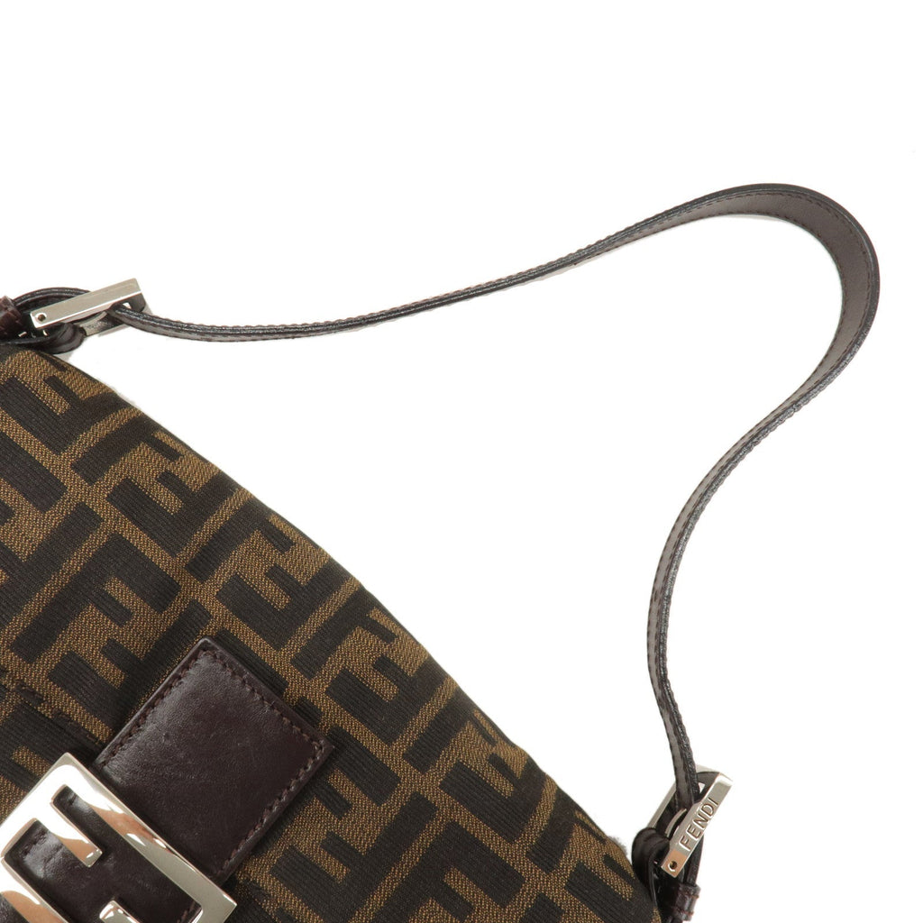FENDI Mamma Baguette Zucca  Canvas Leather Shoulder Bag 26424