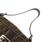 FENDI Mamma Baguette Zucca  Canvas Leather Shoulder Bag 26424