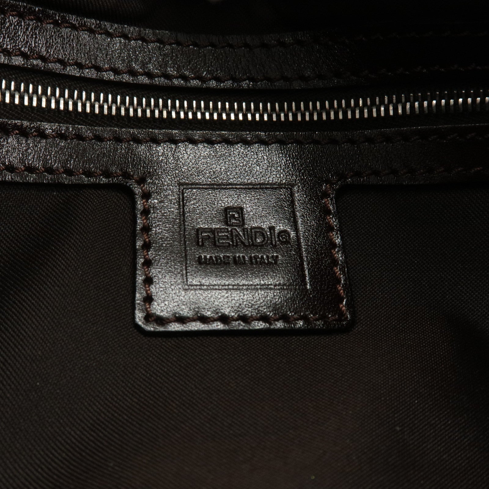 FENDI Mamma Baguette Zucca  Canvas Leather Shoulder Bag 26424