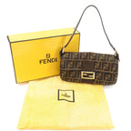 FENDI Mamma Baguette Zucca  Canvas Leather Shoulder Bag 26424