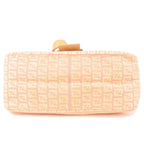 FENDI Zucchino Mamma Baguette Canvas Leather Bag Beige Pink 8BR001
