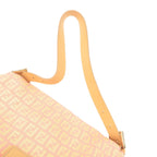FENDI Zucchino Mamma Baguette Canvas Leather Bag Beige Pink 8BR001