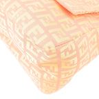 FENDI Zucchino Mamma Baguette Canvas Leather Bag Beige Pink 8BR001