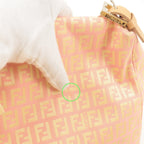 FENDI Zucchino Mamma Baguette Canvas Leather Bag Beige Pink 8BR001