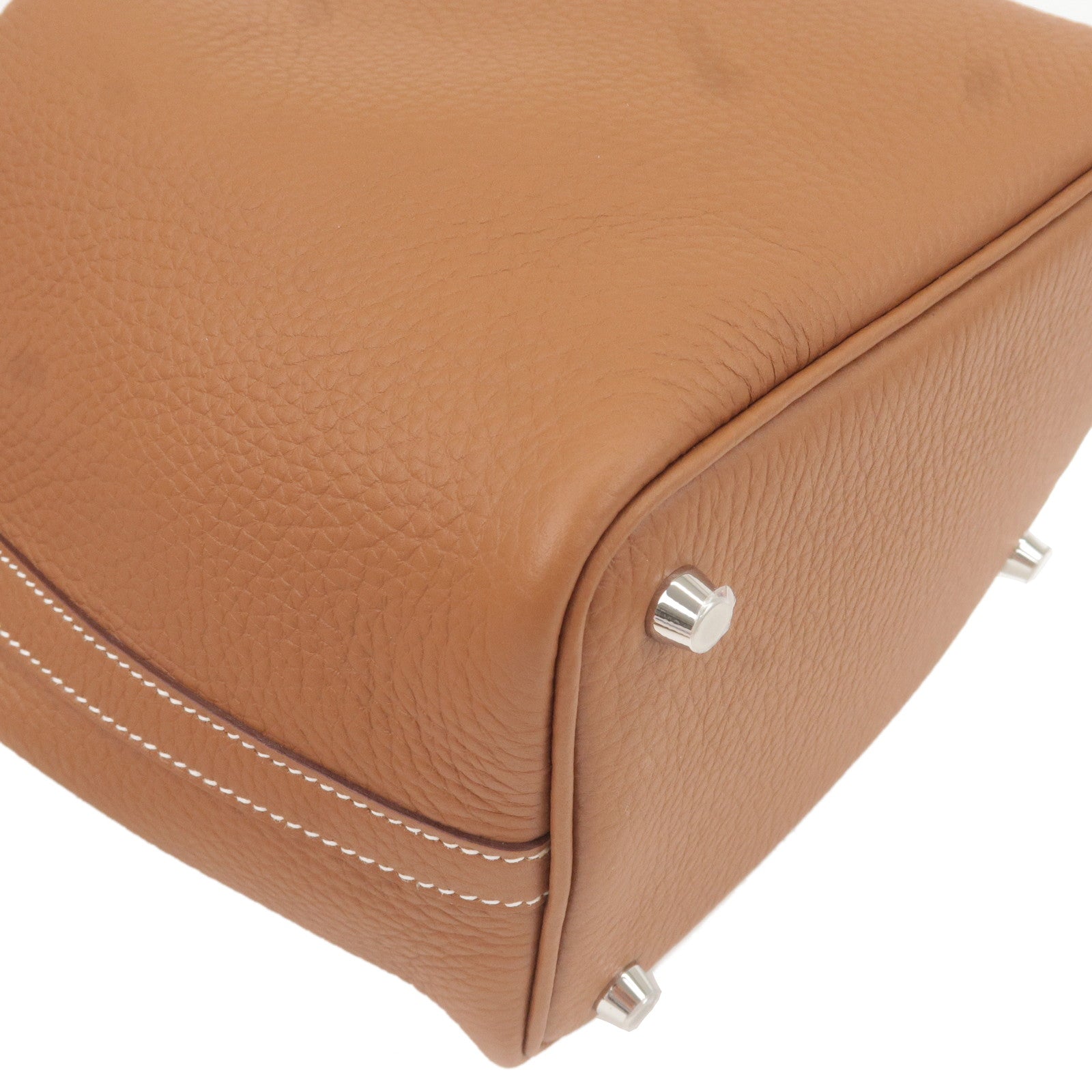 HERMES Picotin Lock PM Taurillon Clemence Hand Bag Gold