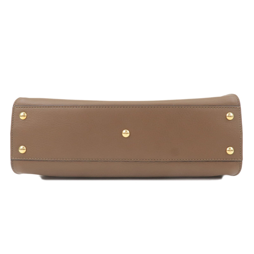 FENDI Peekaboo Regular  Leather 2Way Bag Brown 8N290