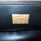 FENDI Zucca Baguette Leather 2Way Shoulder Bag Black 8BR793