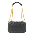 FENDI Zucca Baguette Leather 2Way Shoulder Bag Black 8BR793