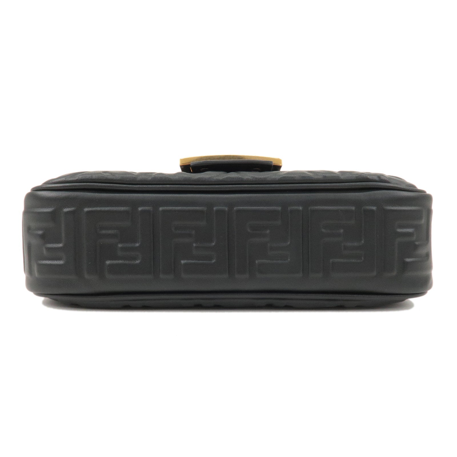 FENDI Zucca Baguette Leather 2Way Shoulder Bag Black 8BR793