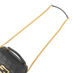 FENDI Zucca Baguette Leather 2Way Shoulder Bag Black 8BR793