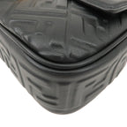 FENDI Zucca Baguette Leather 2Way Shoulder Bag Black 8BR793