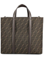 Fendi FF Jacquard Fabric Shopper Tote Bag Brown