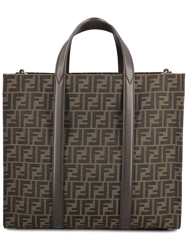 Fendi FF Jacquard Fabric Shopper Tote Bag Brown
