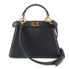 FENDI Peekaboo IseeU Leather 2WAY Hand Shoulder Bag Black 8BN335