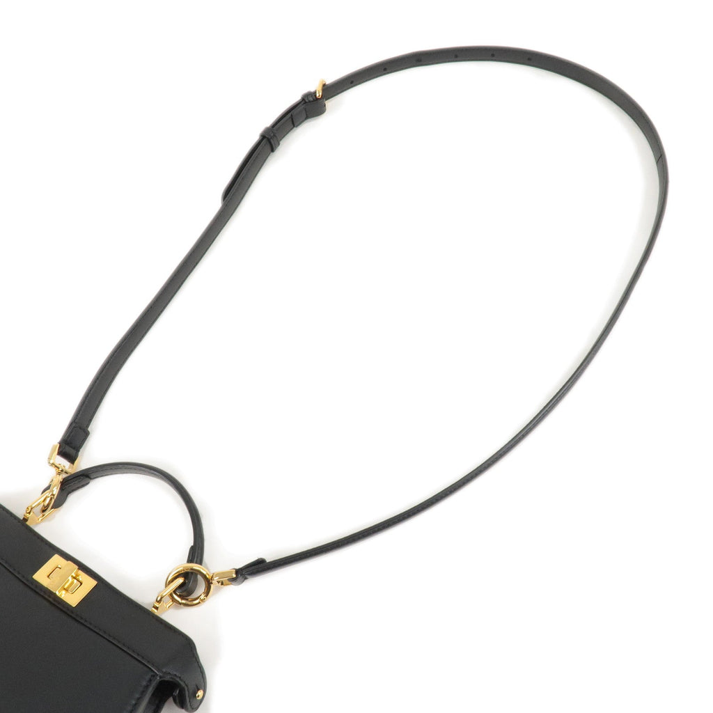 FENDI Peekaboo IseeU Leather 2WAY Hand Shoulder Bag Black 8BN335