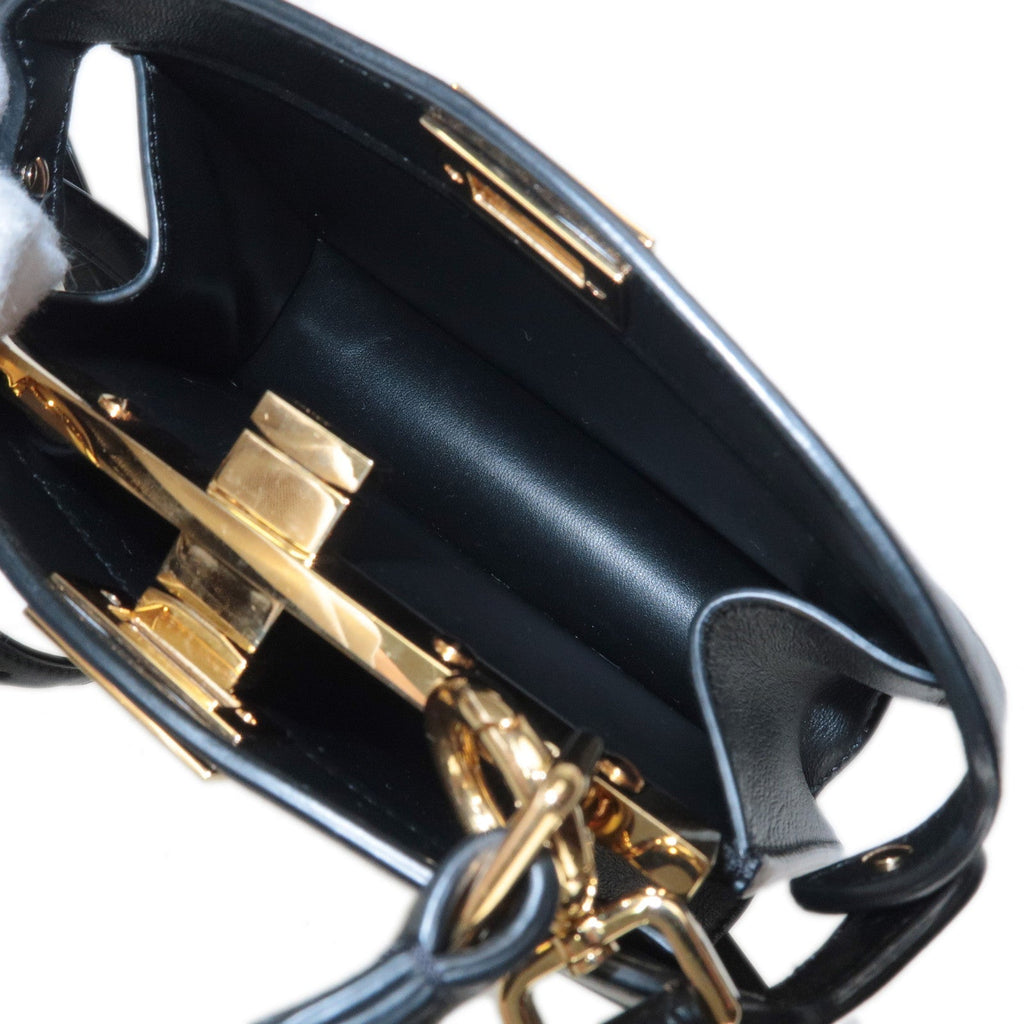 FENDI Peekaboo IseeU Leather 2WAY Hand Shoulder Bag Black 8BN335