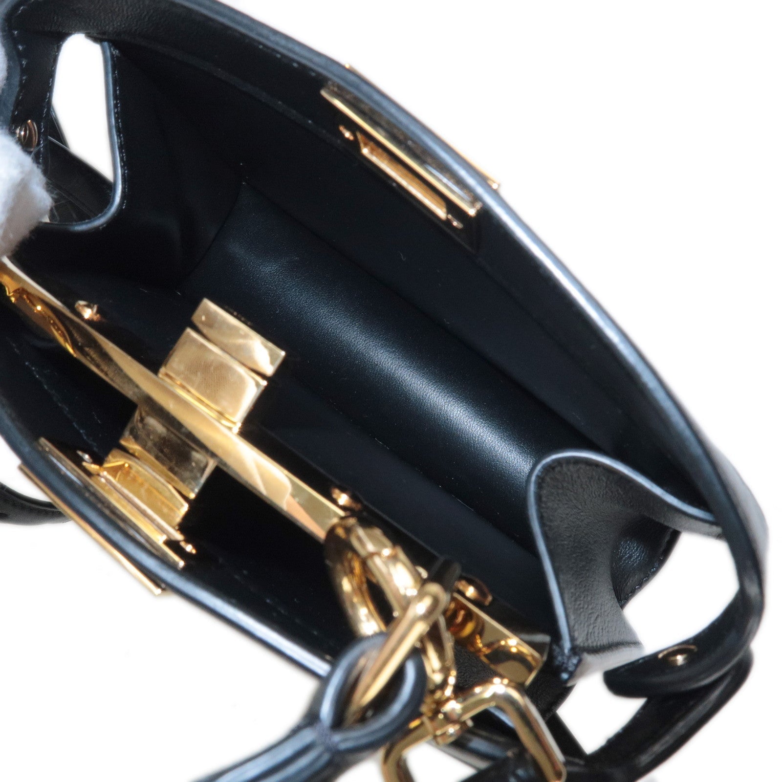 FENDI Peekaboo IseeU Leather 2WAY Hand Shoulder Bag Black 8BN335