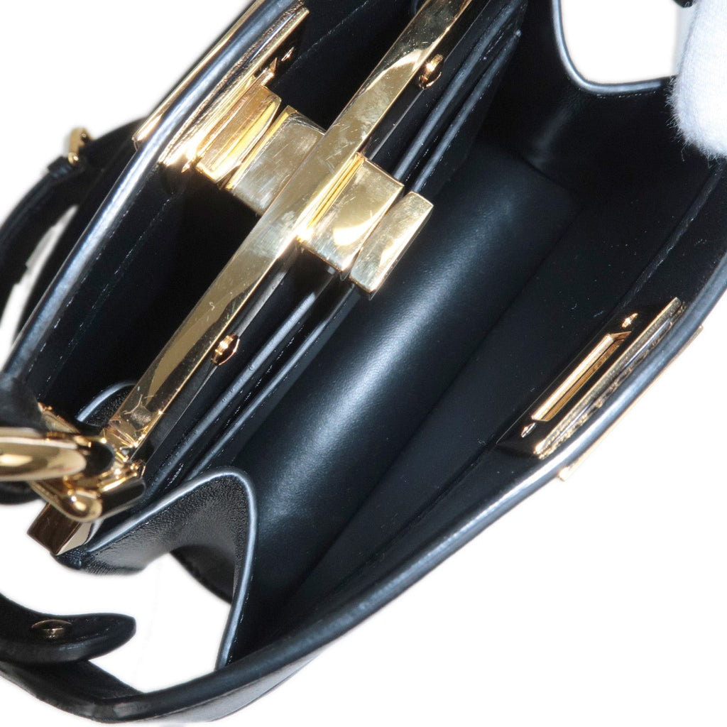 FENDI Peekaboo IseeU Leather 2WAY Hand Shoulder Bag Black 8BN335
