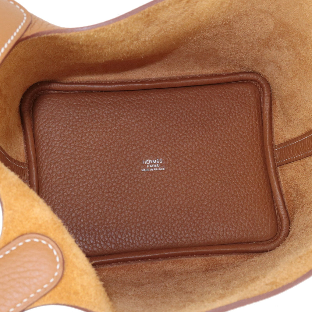 HERMES Picotin Lock PM Taurillon Clemence Hand Bag Gold
