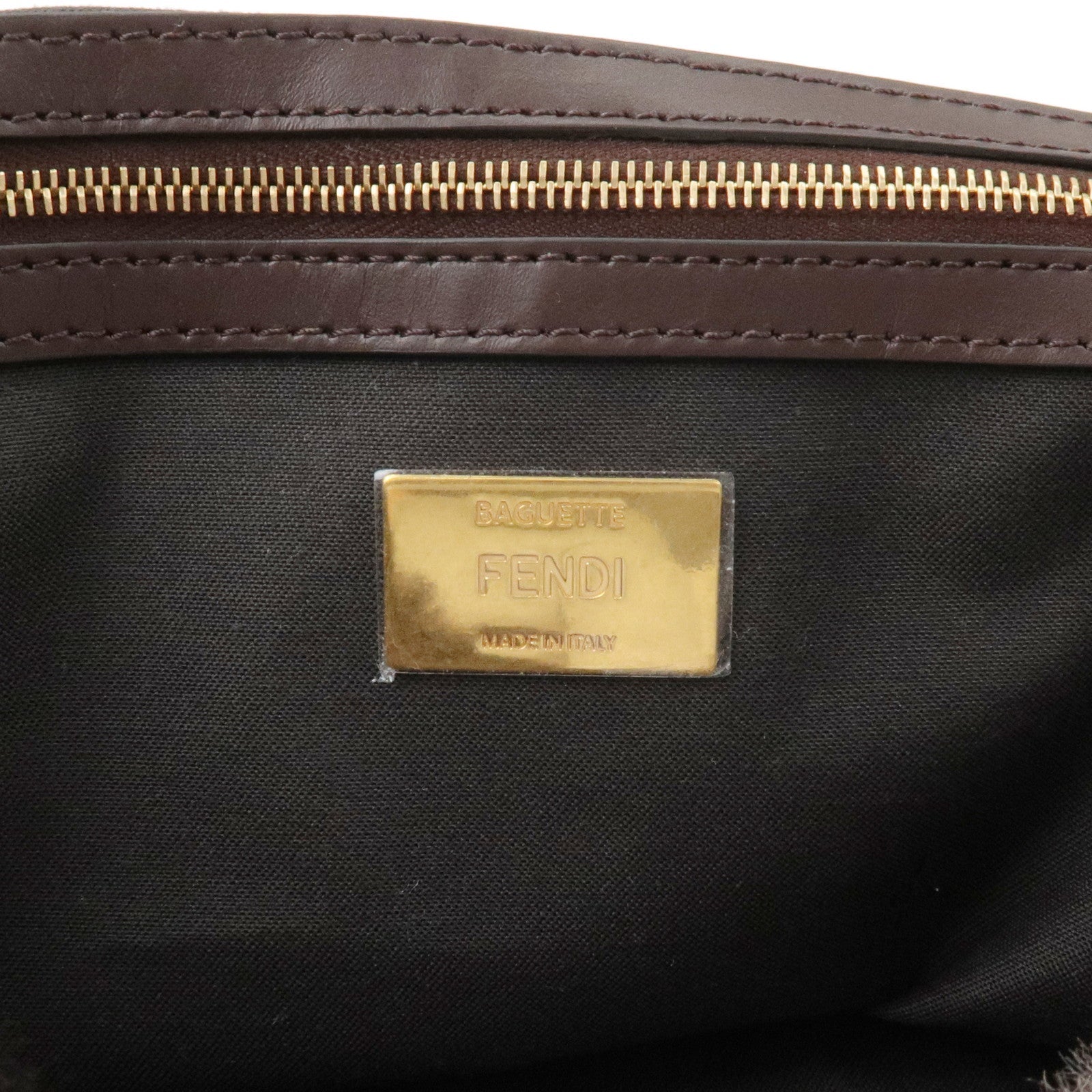 FENDI Fur Leather Bucket Large 2WAY Bag Animal Pattern 8BR771