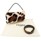FENDI Fur Leather Bucket Large 2WAY Bag Animal Pattern 8BR771