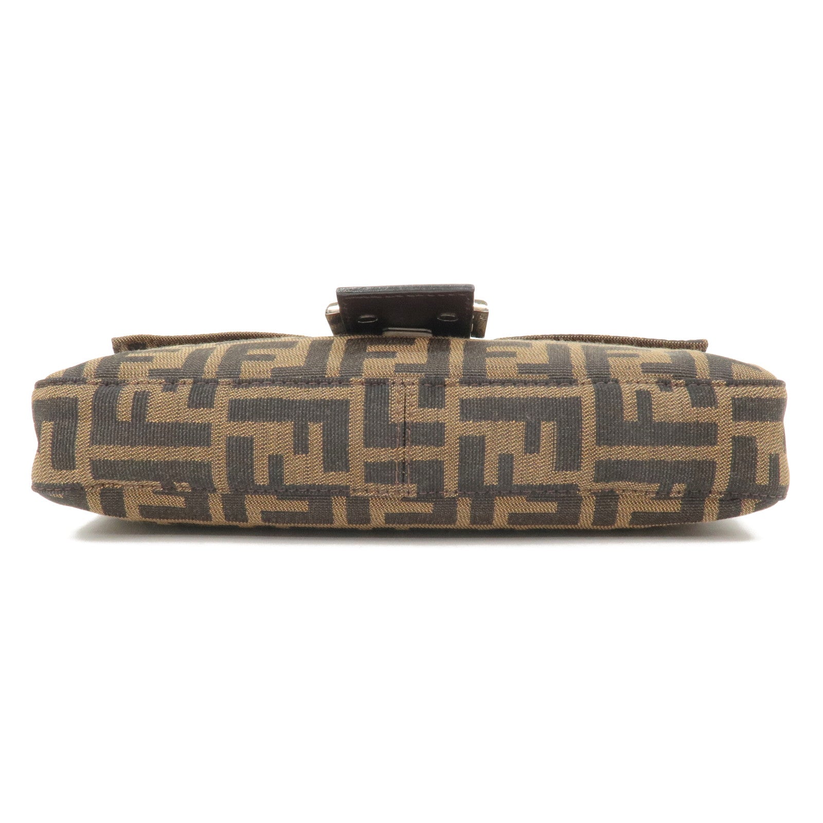 FENDI Mamma Baguette Zucca Canvas Leather Shoulder Bag Brown 26424